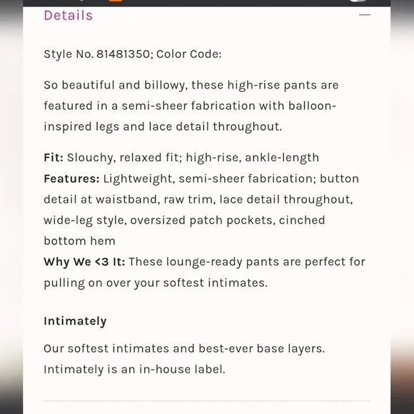 "Table talk sleep pants" By" Intimately Free People" 🦋 - Picture 16 of 16